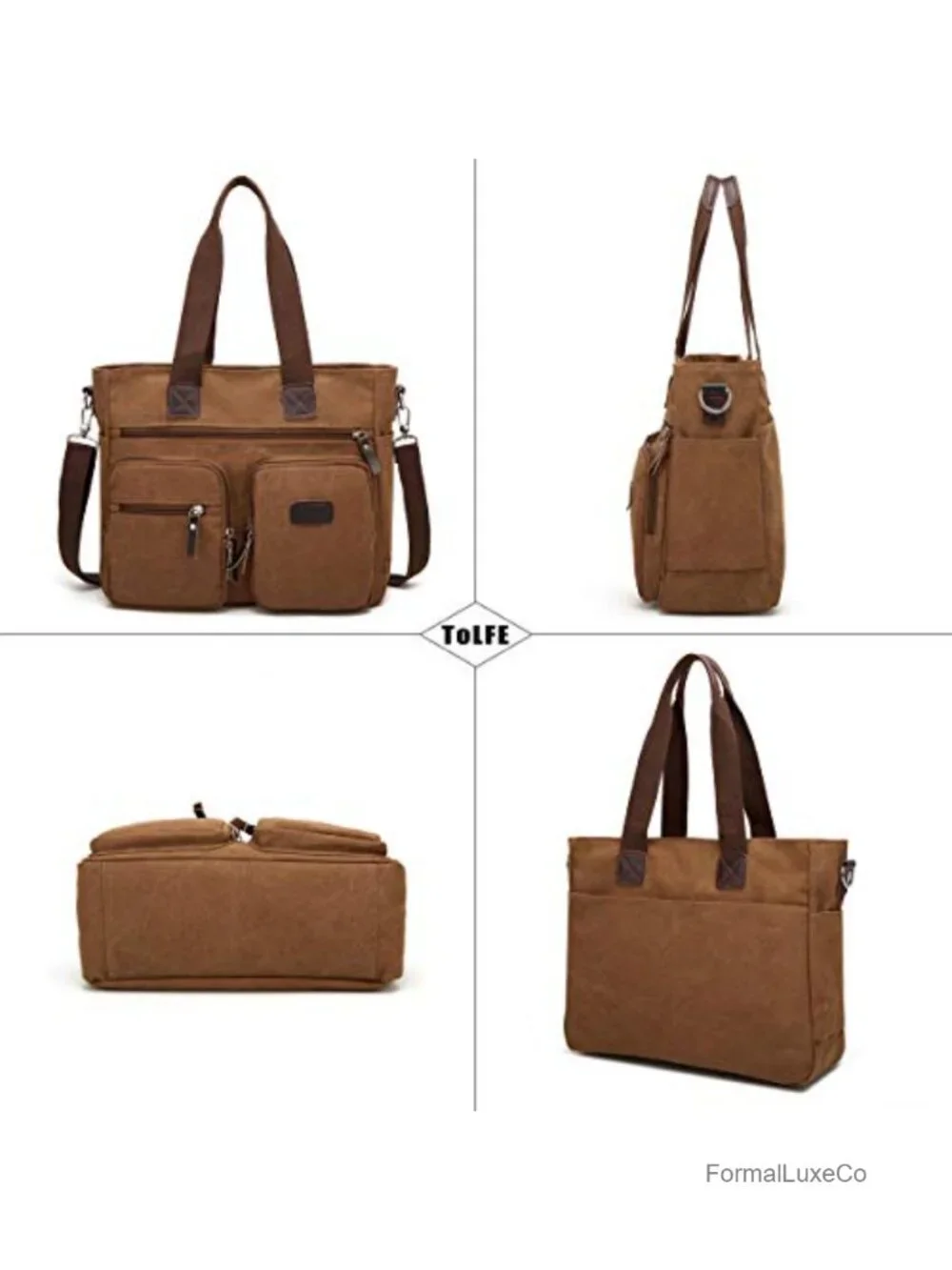 Canvas Satchel Handbag Women Work Tote Crossbody Purse Shoulder Bag Zipper Top